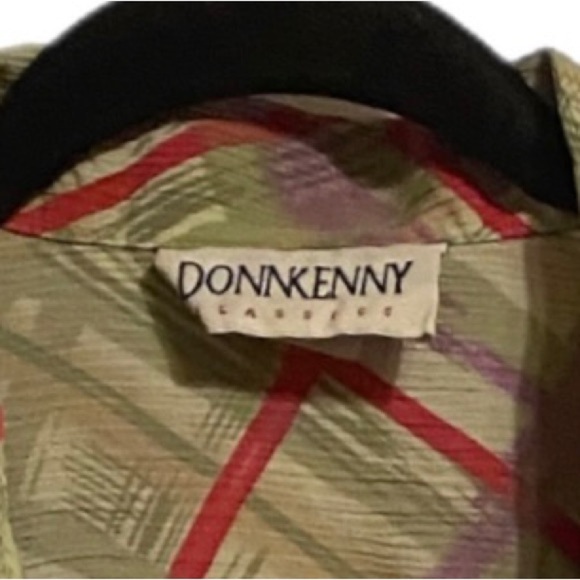 DonnKenny Casual Short Sleeve Top Geo Plaid XL Grannycore Button Shoulder Pad - Picture 3 of 10